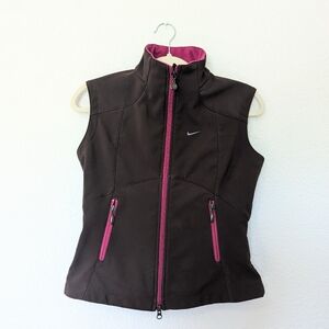 Nike Athletic Brown Pink Zip Up Vest Small